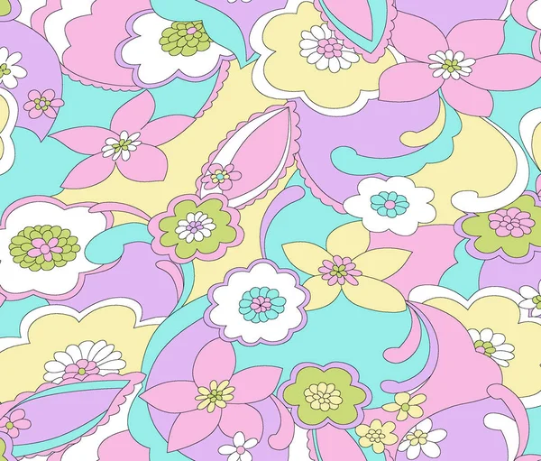 Eine Schöne Nahtlose Abstrakte Florale Gestaltung Mit Farbenfrohen Trendigen Blumen — Stockfoto