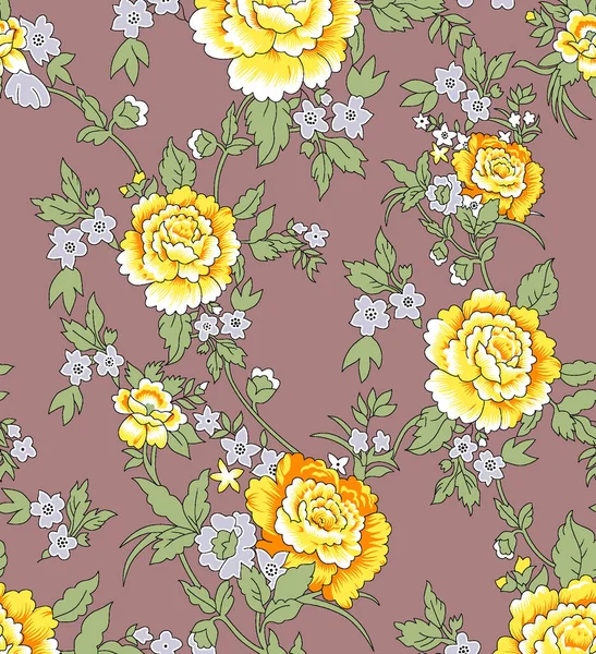 Piękny Bezszwowy Abstrakcyjny Kwiatowy Design Kolorowymi Modnymi Kwiatami Liśćmi Projektowania — Zdjęcie stockowe