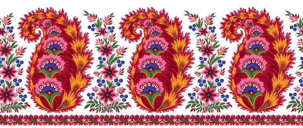 Vacker Abstrakt Blommig Paisley Design Med Färgglada Trendiga Blommor Och — Stockfoto