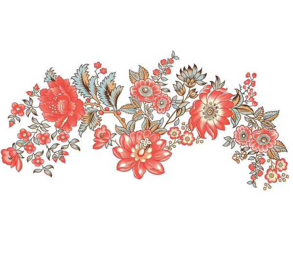Красивый Цветочный Дизайн Красивыми Трехцветными Цветами Листьями Дизайна Цветочный Мотив — стоковое фото