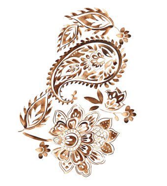 Renkli çiçekleri ve giyim tasarımı için yaprakları olan güzel, soyut bir çiçek tasarımı. Çiçek motifi, çiçek çizimi, çiçek kompozisyonu., 