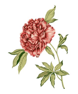 Renkli çiçekleri ve giyim tasarımı için yaprakları olan güzel, soyut bir çiçek tasarımı. Çiçek motifi, çiçek çizimi, çiçek kompozisyonu., 