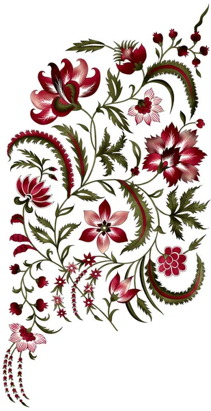 Ένα Όμορφο Αφηρημένο Floral Σχέδιο Πολύχρωμα Μοντέρνα Λουλούδια Και Φύλλα — Φωτογραφία Αρχείου