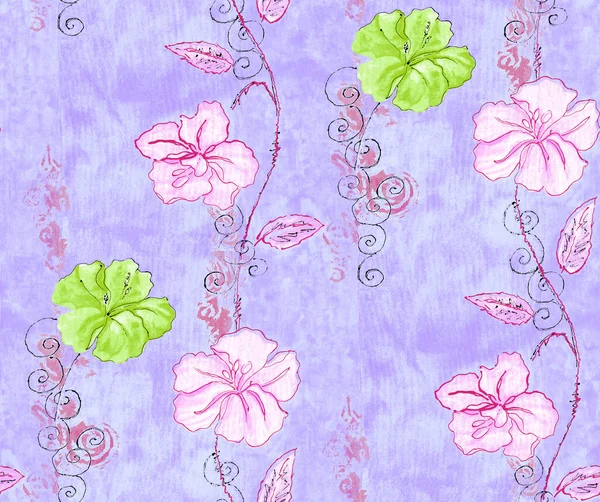 Eine Schöne Abstrakte Seamlesa Florales Design Mit Bunten Trendigen Blumen — Stockfoto