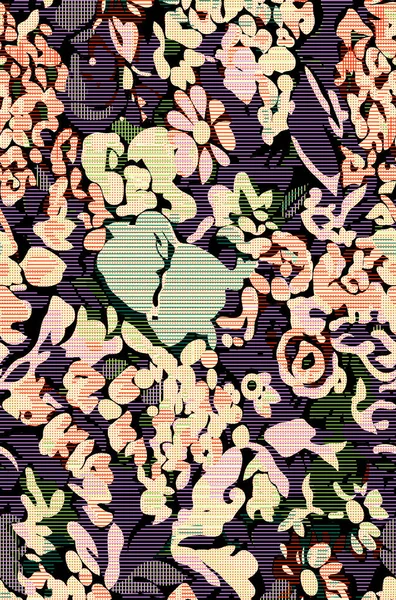 一个美丽的抽象花卉设计 五颜六色的流行花卉和树叶的服装设计 — 图库照片