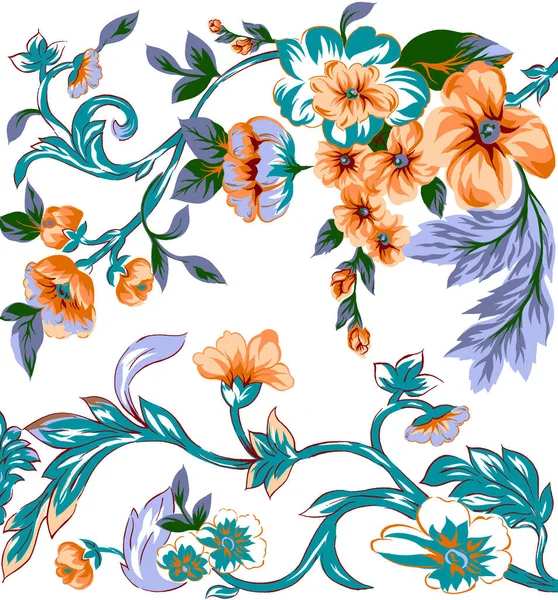 Eine Schöne Abstrakte Florale Gestaltung Mit Farbenfrohen Trendigen Blumen Und — Stockfoto