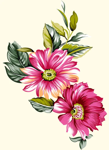 Beau Design Floral Abstrait Avec Des Fleurs Des Feuilles Colorées — Photo