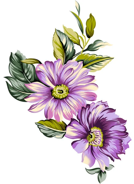 Eine Schöne Abstrakte Florale Gestaltung Mit Farbenfrohen Trendigen Blumen Und — Stockfoto
