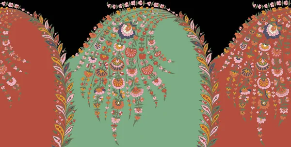 Eine Schöne Abstrakte Blumenpaisley Mit Farbenfrohen Trendigen Blumen Und Blättern — Stockfoto
