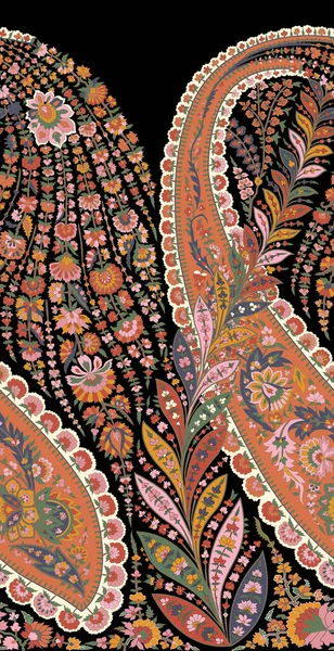 Een Prachtig Abstract Bloemen Paisley Ontwerp Met Kleurrijke Trendy Bloemen — Stockfoto