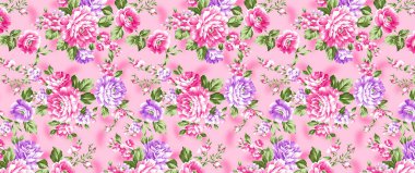 Renkli çiçekleri ve giyim tasarımı için yaprakları olan güzel, soyut bir çiçek tasarımı. Çiçek motifi, çiçek çizimi, çiçek kompozisyonu., 