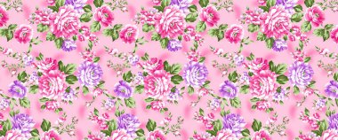 Renkli çiçekleri ve giyim tasarımı için yaprakları olan güzel, soyut bir çiçek tasarımı. Çiçek motifi, çiçek çizimi, çiçek kompozisyonu., 