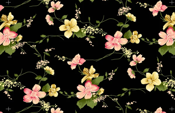 Hermoso Diseño Floral Abstracto Con Flores Moda Colores Hojas Para —  Fotos de Stock