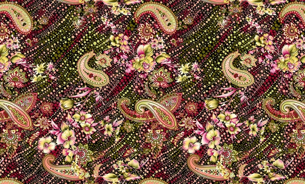 Ein Wunderschönes Abstraktes Blumenmuster Mit Farbenfrohen Trendigen Blumen Und Blättern — Stockfoto