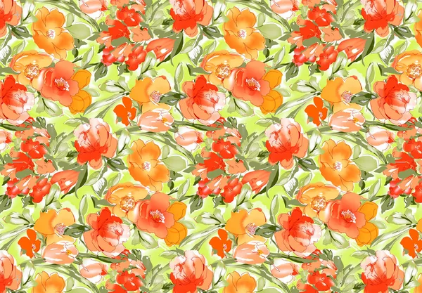 Vacker Abstrakt Blommig Design Med Färgglada Trendiga Blommor Och Blad — Stockfoto