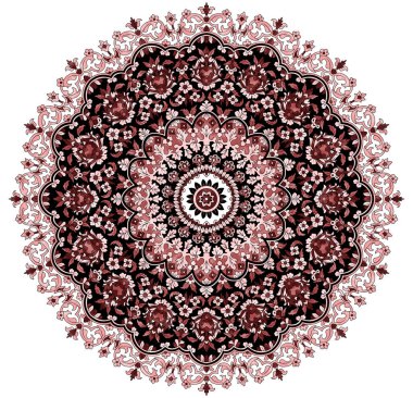 Renkli çiçekleri ve giyim tasarımı için yaprakları olan güzel, soyut bir çiçek tasarımı. Çiçek motifi, çiçek çizimi, çiçek kompozisyonu., 