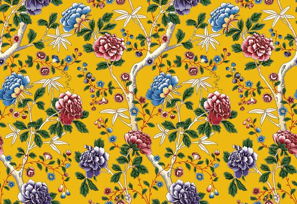 Прекрасне Безшовне Повторення Абстрактного Квіткового Дизайну Різнокольоровими Модними Квітами Листям — стокове фото
