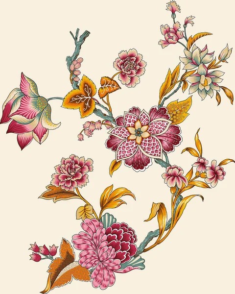 Ein Wunderschönes Abstraktes Florales Nahtloses Design Mit Farbenfrohen Trendigen Blumen — Stockfoto