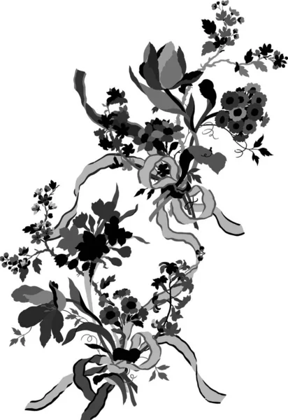 アパレルのための美しい黒と白の花の繰り返し ストックフォト