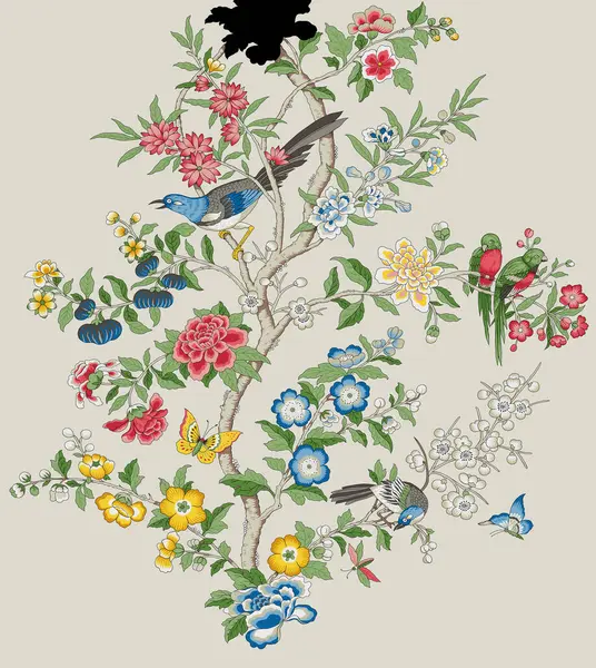 Krásný Abstraktní Květinový Design Barevnými Módními Květinami Listy Fantazie Květiny Stock Snímky