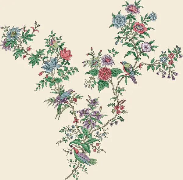 カラフルなトレンディな花と葉で美しい抽象的な花のデザイン ファンタジーの花 自然な壁紙 花の装飾のカールのイラスト ペイズリープリント手描き要素 ストック画像