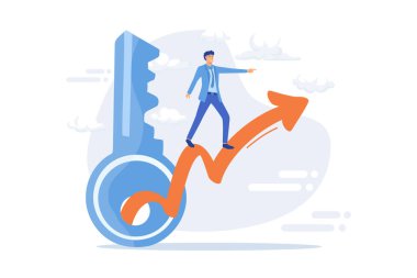 İş stratejisi planlaması. Veri analizi ve istatistik. Grafik oku büyümesi düz tasarım elementini izole etti. Şirket geliştirme, KPI performansı, vizyon. düz vektör modern illüstrasyon