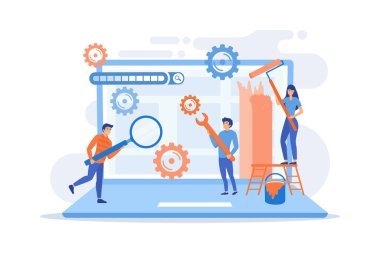 Teknik destek, programlama ve kodlama. Web sitesi bakımı, web sitesi bakım hizmetleri, sitenizi güncelleyin ve konseptinizi kolay tutun. düz vektör modern illüstrasyon