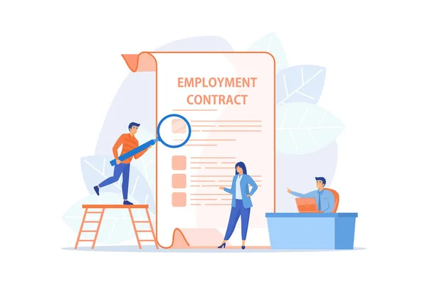 Embauche Employés Document Affaires Gestion Des Contrat Travail Formulaire Contrat — Image vectorielle
