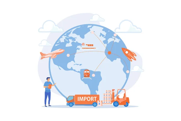 Unternehmen Spezialisiert Auf Ausländische Produkte Import Von Waren Und Dienstleistungen — Stockvektor