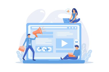 İçerik pazarlama hizmetleri. Pazarlama stratejisi geliştirme. Çevrimiçi reklam promosyonu. İçerik planlaması. Dijital pazarlama stratejisi. düz vektör modern illüstrasyon