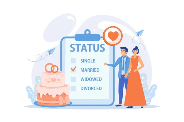 Casamento Estado Civil Área Transferência Pessoas Pequenas Estado Relacionamento Estado —  Vetores de Stock