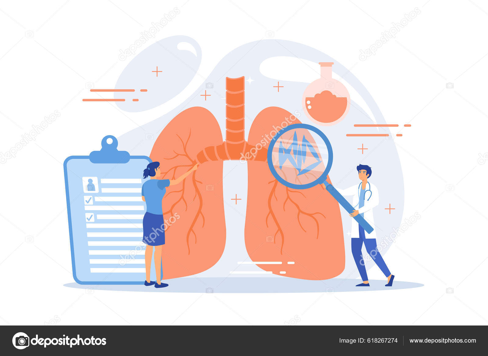 Médico Com Lupa Olhar Para Bactérias Nos Pulmões Tuberculose Mycobacterium  Vetor de ©wafi99d@gmail.com 618267274, image size:1600x1167