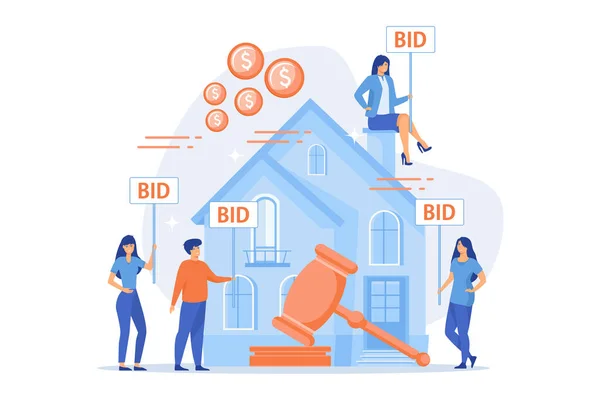 Property Buying Selling Auction House Exclusive Bids Here Consecutive Biddings — Stock Vector