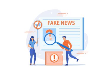 False information broadcasting. Press, newspaper journalists, editors. Fake news, junk news content, disinformation in media concept. flat vector modern illustration clipart