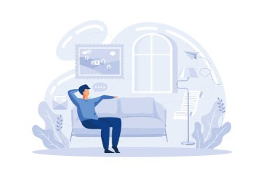 Covid19 salgını. Evde kal, ellerini yıka, mesafeyi koru, el dezenfektanı, kendini koruma, maske tak, mesaja çalış, düz vektör modern illüstrasyon.