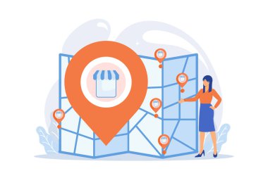 Küçük işletme genişlemesi. Bayilik geliştirme, varlık yönetimi, küreselleşme fikri. Piyasa liderliği. Başarılı restoran şubesi açılışı. düz vektör modern illüstrasyon