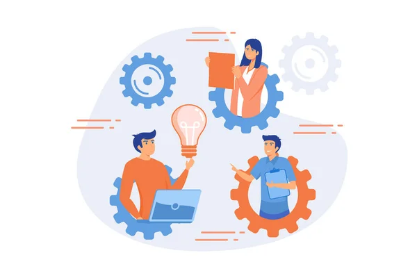 Teambuilding Oefening Idee Generatie Brainstorm Business Plan Ontwikkeling Productief Teamwerk — Stockvector