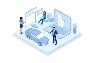 Sürdürülebilirlik illüstrasyonu. Elektrik, kamu hizmetleri ve ev faturalarını hesaplayan ve ödeyen karakterler. Konut yönetimi ve sürdürülebilir konut kavramı.