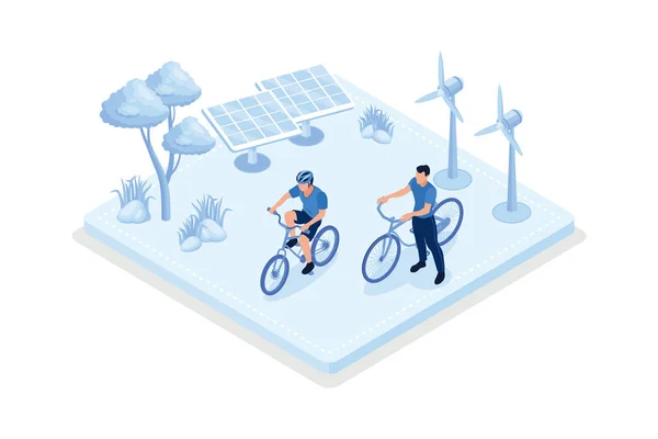 Nachhaltiger Transport Bike Der Modernen Stadt Isometrischer Vektor Moderne Illustration — Stockvektor