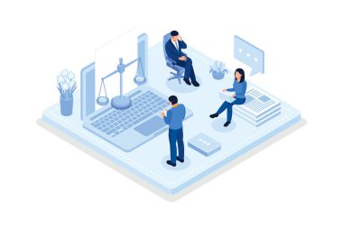 Kamu maliyesi, hükümet harcamaları, vergi ve finans hukuku kavramı, izometrik vektör modern illüstrasyon