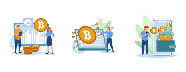 Digitales Geld Kryptowährungsmarkt Digitale Währung Elektronische Brieftasche Geld Transfer Zahlungstechnologie — Stockvektor