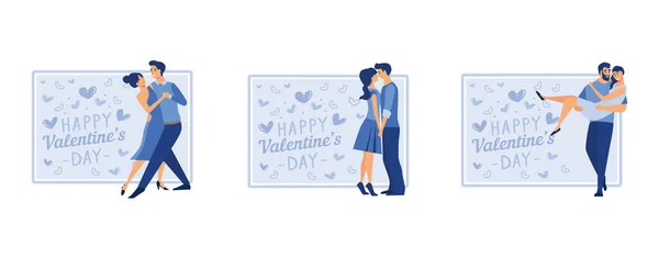 Casal Apaixonado Feliz Dia Dos Namorados Fevereiro Dia Todos Amantes —  Vetores de Stock