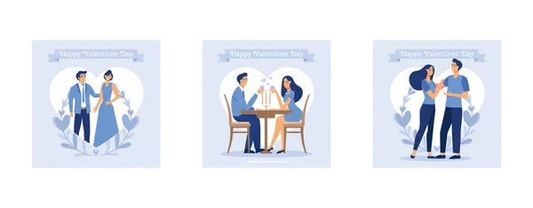 Šťastný Valentýn Grafiky Vhodné Pro Zdobení Plakátů Brožur Set Plochý — Stockový vektor