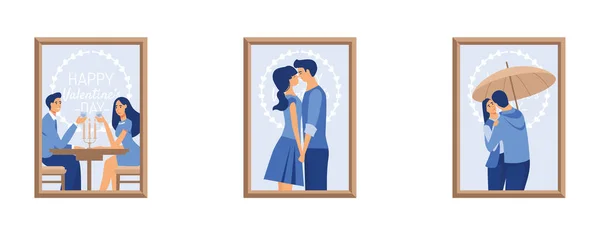 Vacances Saint Valentin Février Couples Saint Valentin Couple Amoureux Vecteur — Image vectorielle
