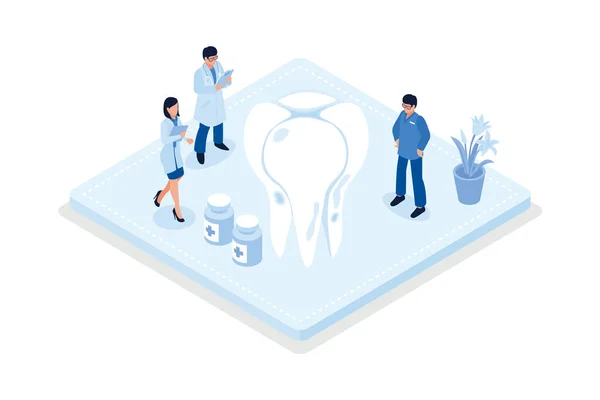 Médecin Dentiste Personnel Médical Prenant Soin Des Dents Nettoyage Professionnel — Image vectorielle