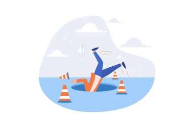 Başarısızlık ya da hata felaket umutsuzluk, sorun ya da kriz riski, tehlike ya da iş kazası, sorun, kayıp ya da tuzak kavramı, düz vektör modern illüstrasyon