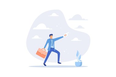 Başarı kazanan iş adamı yarışması, hedefe ya da iş dünyasının kazananı, işte zafer ya da başarı, ödül onur konsepti, düz vektör modern illüstrasyon