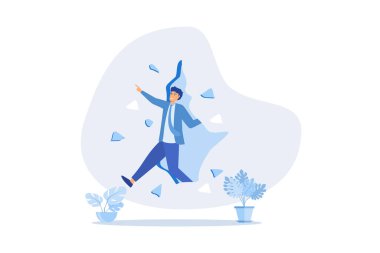 Duvarı aşmak için cesaret ve motivasyon, engel veya sorun, güvenli bölgeden kaçmak ve başarı kavramına ulaşmak için meydan okuma, düz vektör modern illüstrasyon