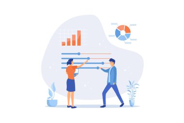 Pazarlama kampanyası optimizasyonu, SEO veya çevrimiçi servis özelleştirmesi, uygulama geliştirme kavramı, düz vektör modern illüstrasyon için kontrol paneli veya kaydırıcı