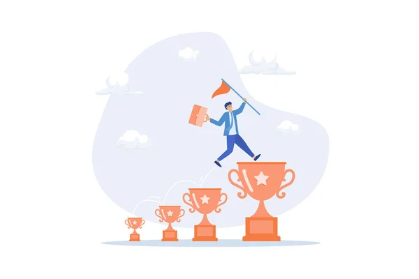 Small Win Achievement Motivate Achieve Bigger Goal Strategy Inspiration Success — Stock Vector